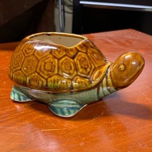 Vintage Mid Century Ceramic glazed Turtle Planters (set of 2)